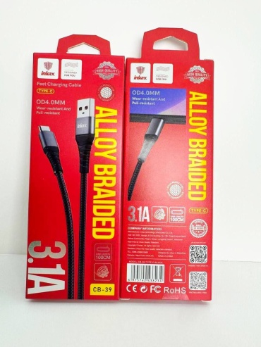 Кабель Inkax USB 2.0 (F), USB TypeC (F), 1 м, INKAX CB-39 Usb-c Type-c черный