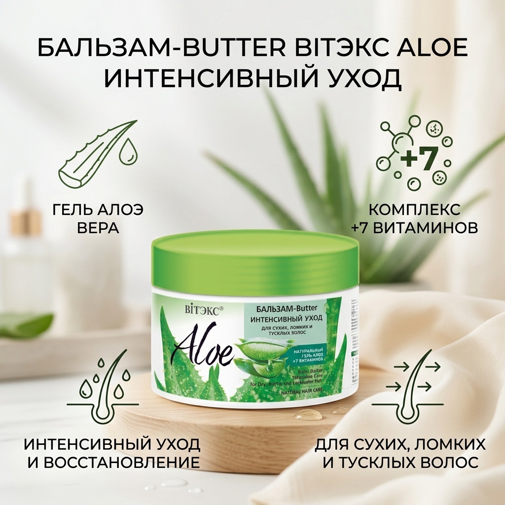 Bielita-Вiтекс бальзам БАЛЬЗАМ-Butter ИНТЕНСИВНЫЙ УХОД Aloe 300 мл