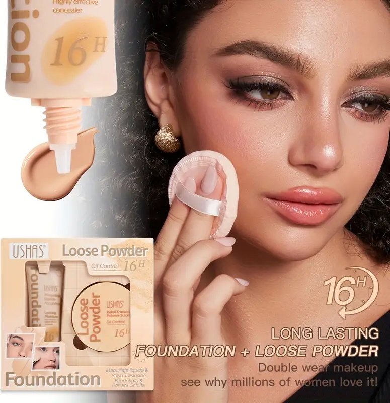 Ushas Тональный крем и матирующая пудра для контроля блеска Oil Control Foundation & Loose Powder Kit тональный крем 04 10 г