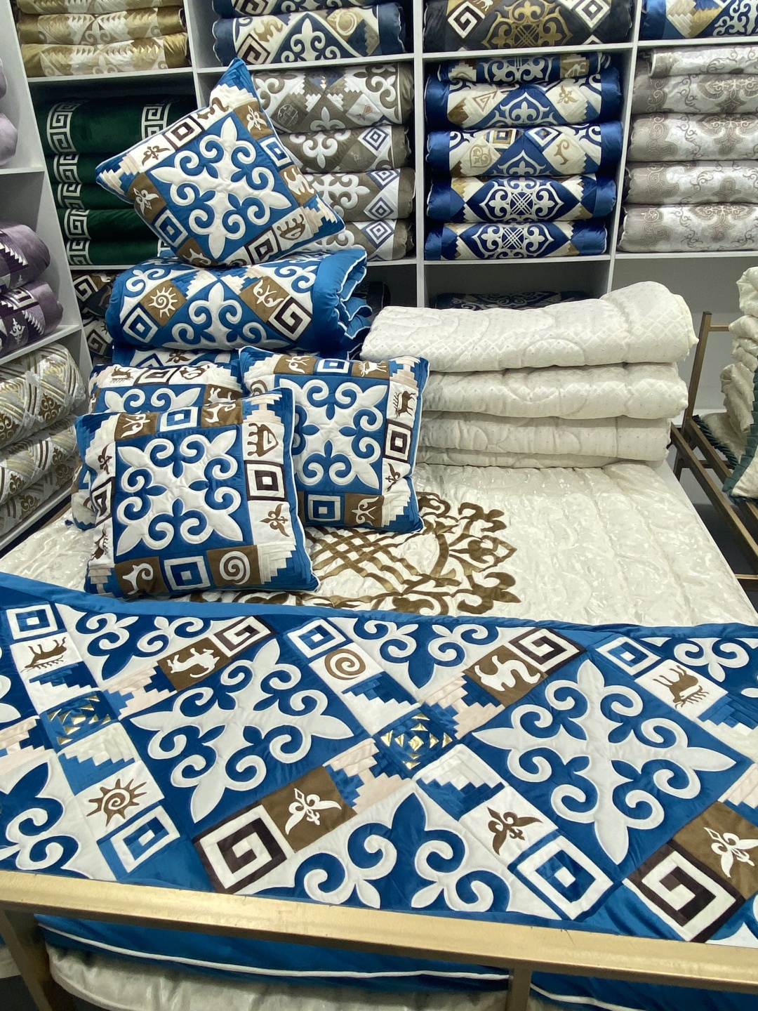 Комплект корпе с подушками 240x80 см, вата, синий