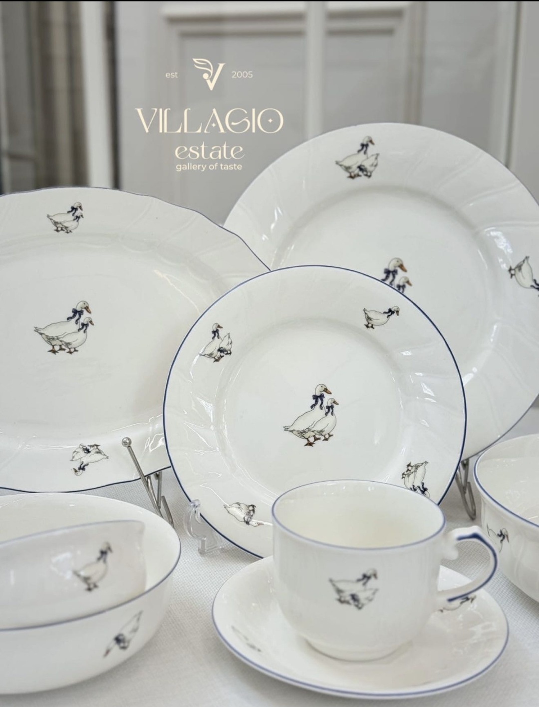 Сервиз на 6 персон VILLAGIO Итальянский стиль ,гуси, предметов: 32, чайно-столовый, фарфор