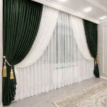 Комплект 500x280 см 5 шт, велюр, темно - зеленый