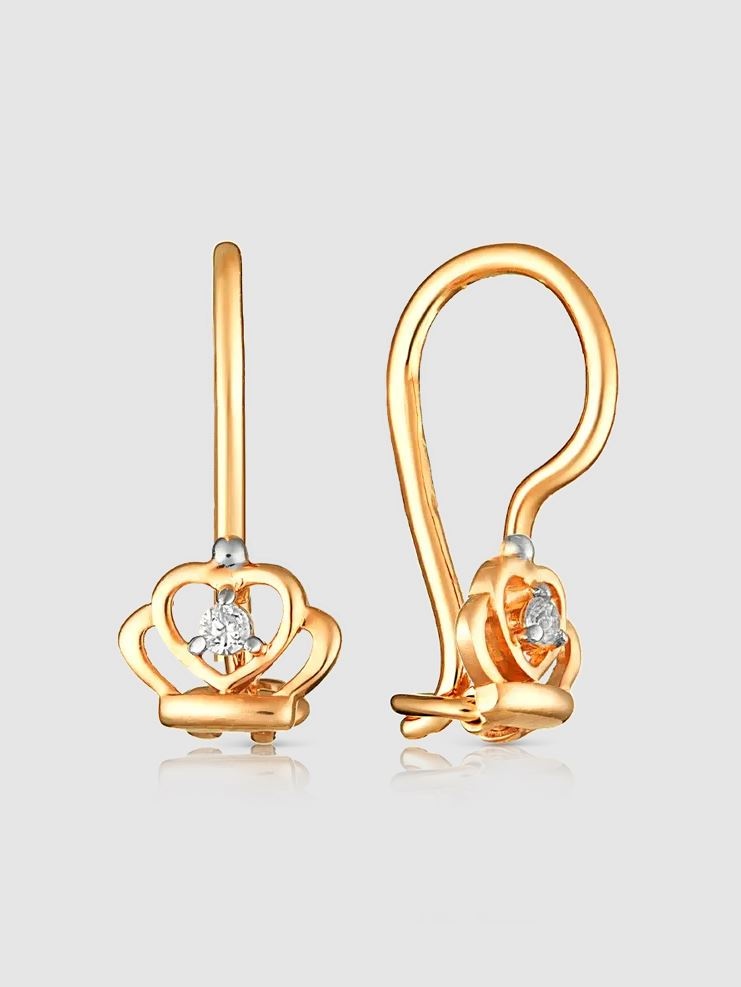 Серьги Lucente С132-1899 вес 0.98 г золото, фианит