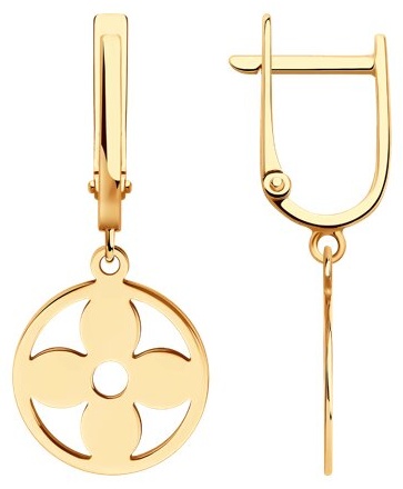 Серьги Diamant EAR-DI-585-473457 вес 2.33 г золото, без вставок