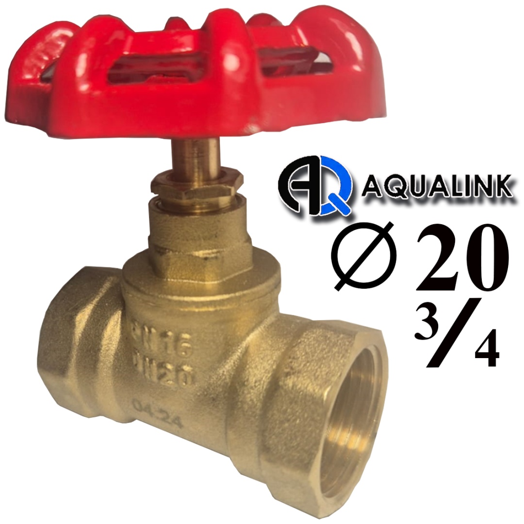 Запорный клапан сальниковый прямой Aqualink Запорный клапан (вентиль) 20 - 3/4" КРАСНЫЙ DN20