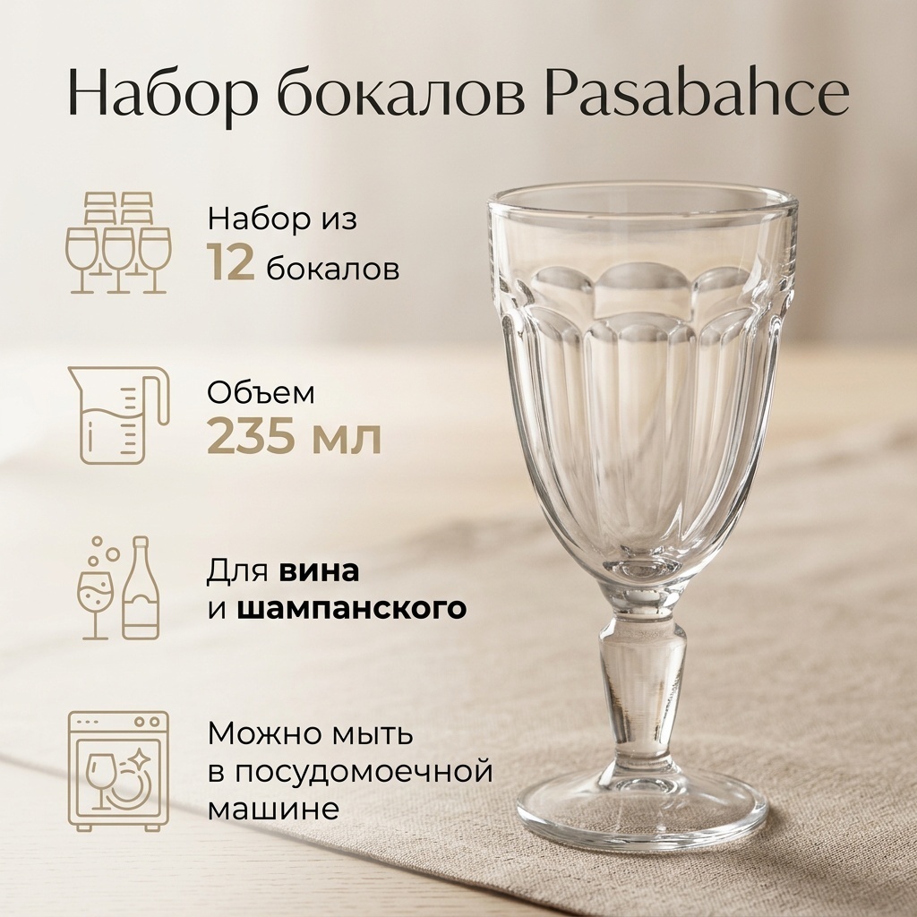 Набор бокалов Pasabahce 235 мл, стекло, 12 шт