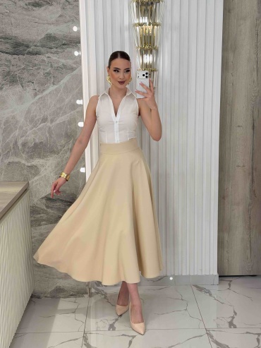 Юбка солнце Anro Fashion бежевый