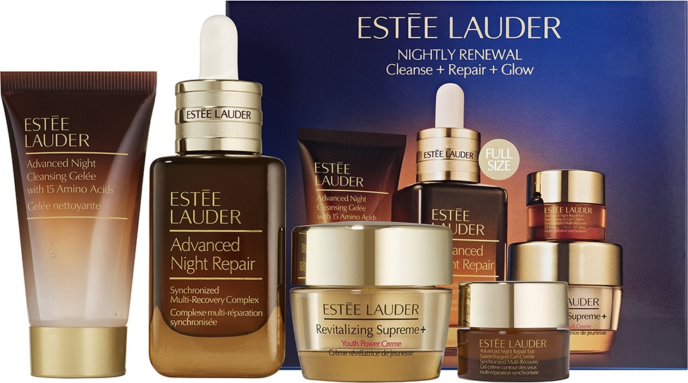 Estee Lauder Nightly Renewal Cleanse + Repair + Glow набор по уходу за лицом для женщин