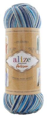 Моток Alize Superwash Artisan 9016 - Серо-молочно-синий 420 м 100 г