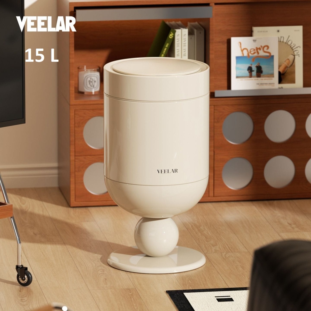 Мусорное ведро VEELAR 15 л 25x25x48 см, пластик, нержавеющая сталь, полипропилен