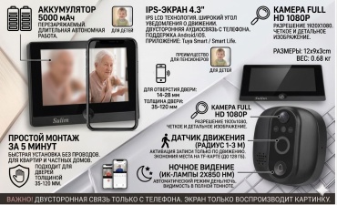 Sulim видеоглазок W1 черный, серый