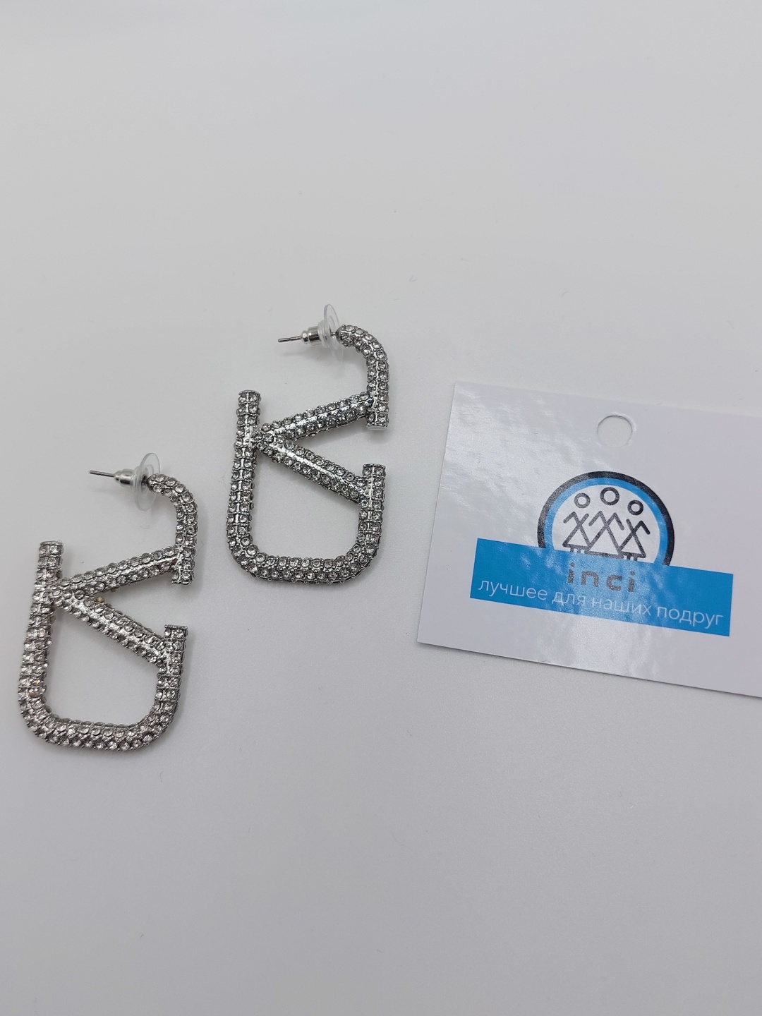 Серьги Inci титан, кристаллы Swarovski