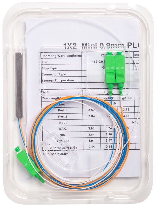 Сплиттер оптический А-Оптик PLC 1х2 SC/APC 1,5m SM