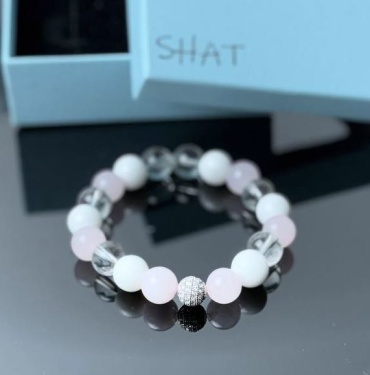 SHAT длина 19.5 см натуральный камень, агат, горный хрусталь, розовый кварц