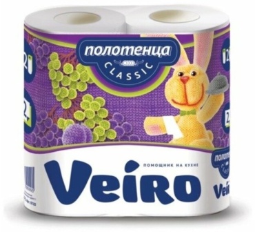 Бумажные полотенца Veiro Полотенца бумажные Veiro Classic, белые, 2 слоя, 2 рулона 2 шт