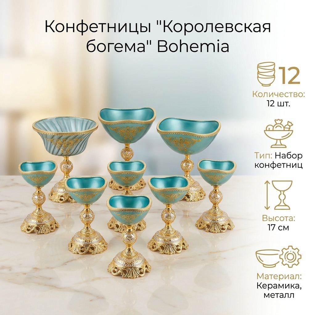 21vek конфетница Корелевская богема Bohemia круглая 12 шт