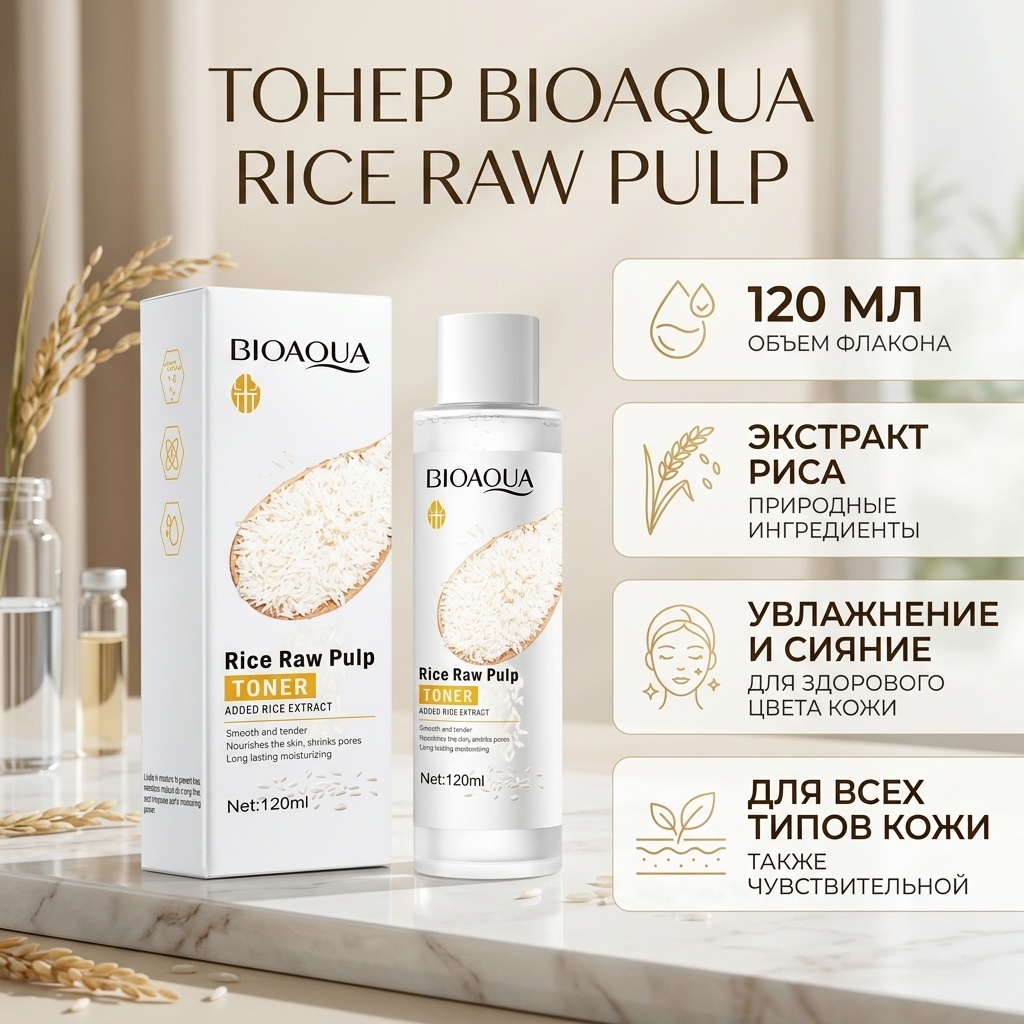 Bioaqua тонер Rice Raw Pulp 120 мл