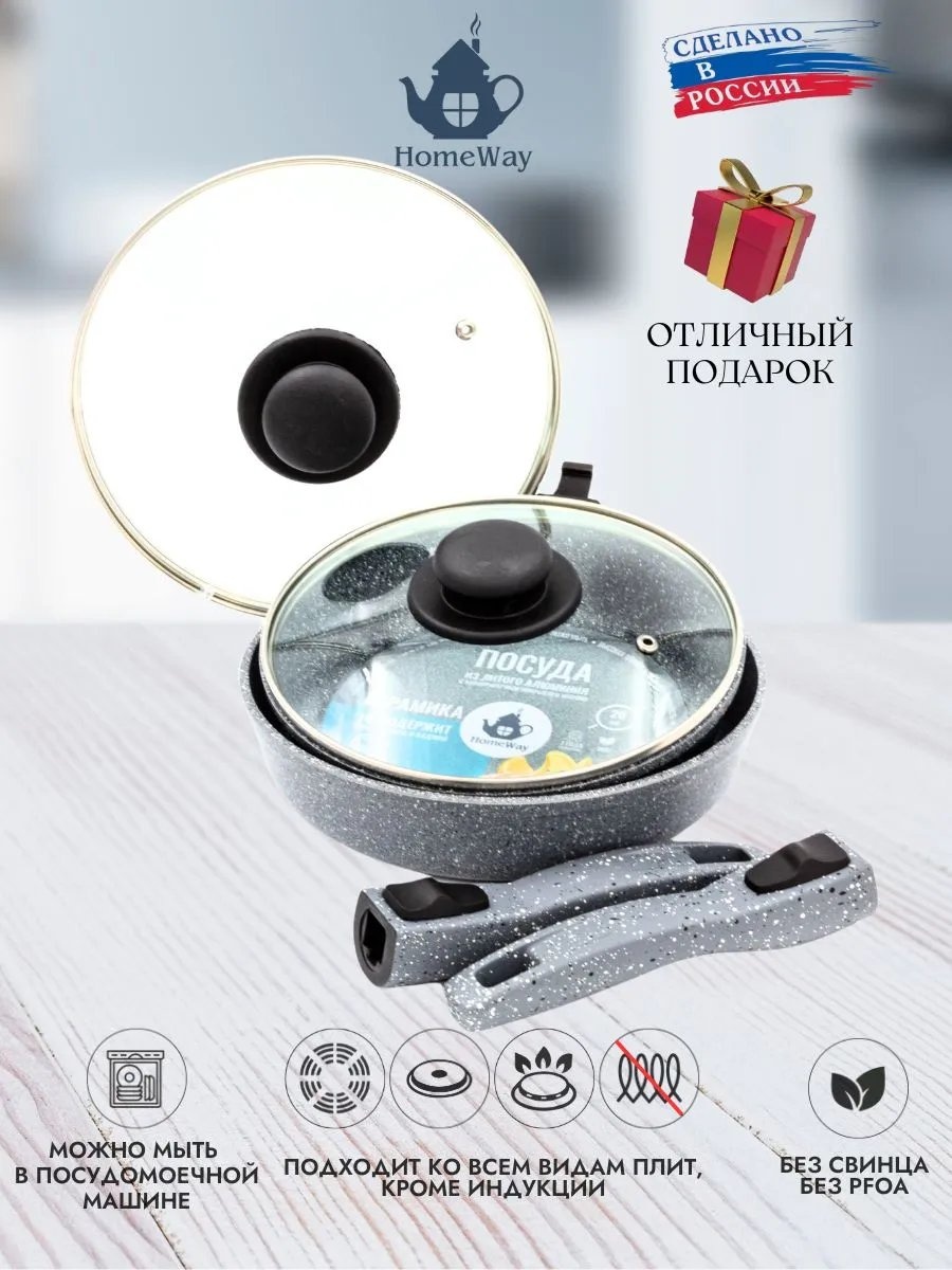 Сковорода HomeWay 20 см с антипригарным покрытием, алюминий