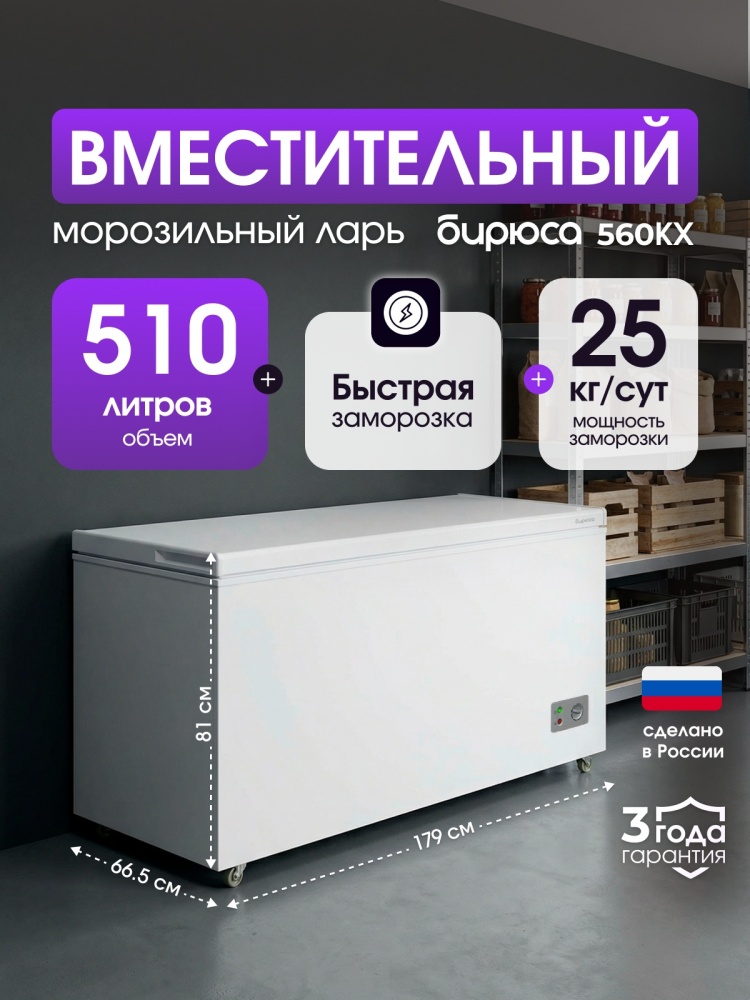 Морозильник Бирюса 560KX 510 л белый Бирюса купить в Казахстане