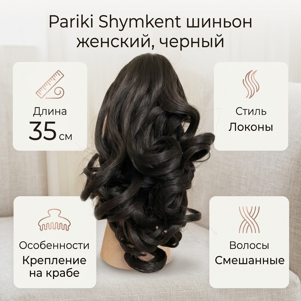 Pariki Shymkent шиньон черный женский