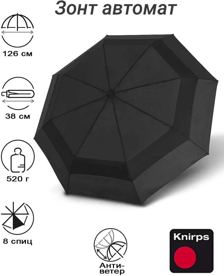 Складной зонт KNIRPS полуавтомат черный
