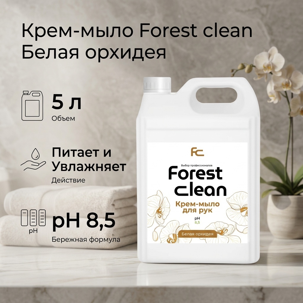 Жидкое мыло туалетное Forest clean Крем-мыло Белая орхидея 5 мл