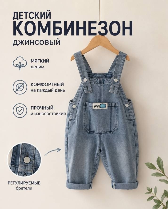Джинсовый комбинезон голубой