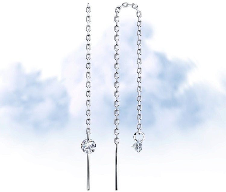 Серьги-цепочки SOKOLOV 94025760 вес 0.95 г серебро, фианит
