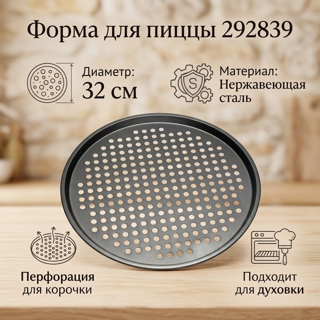Форма для пиццы нержавеющая сталь, 1 шт