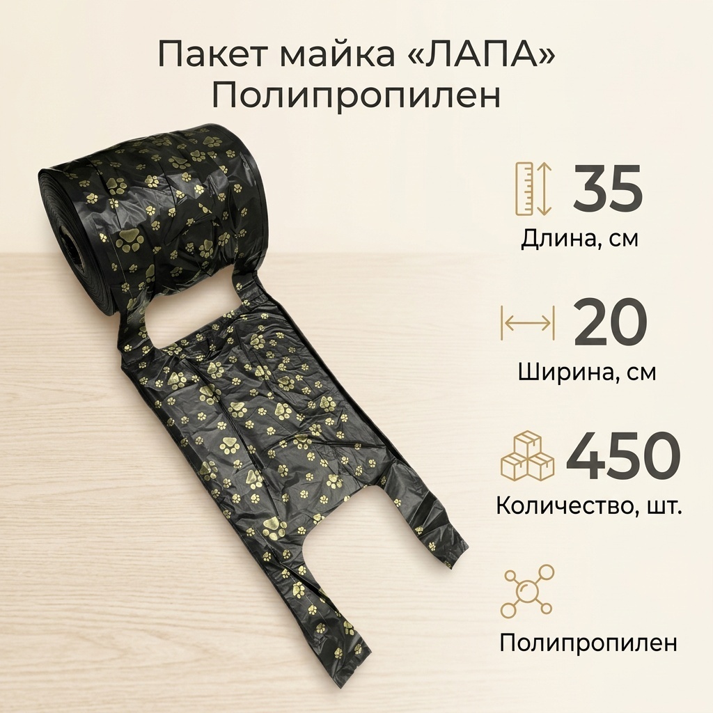 Пакет майка 686785 полипропилен 35 см 450 шт