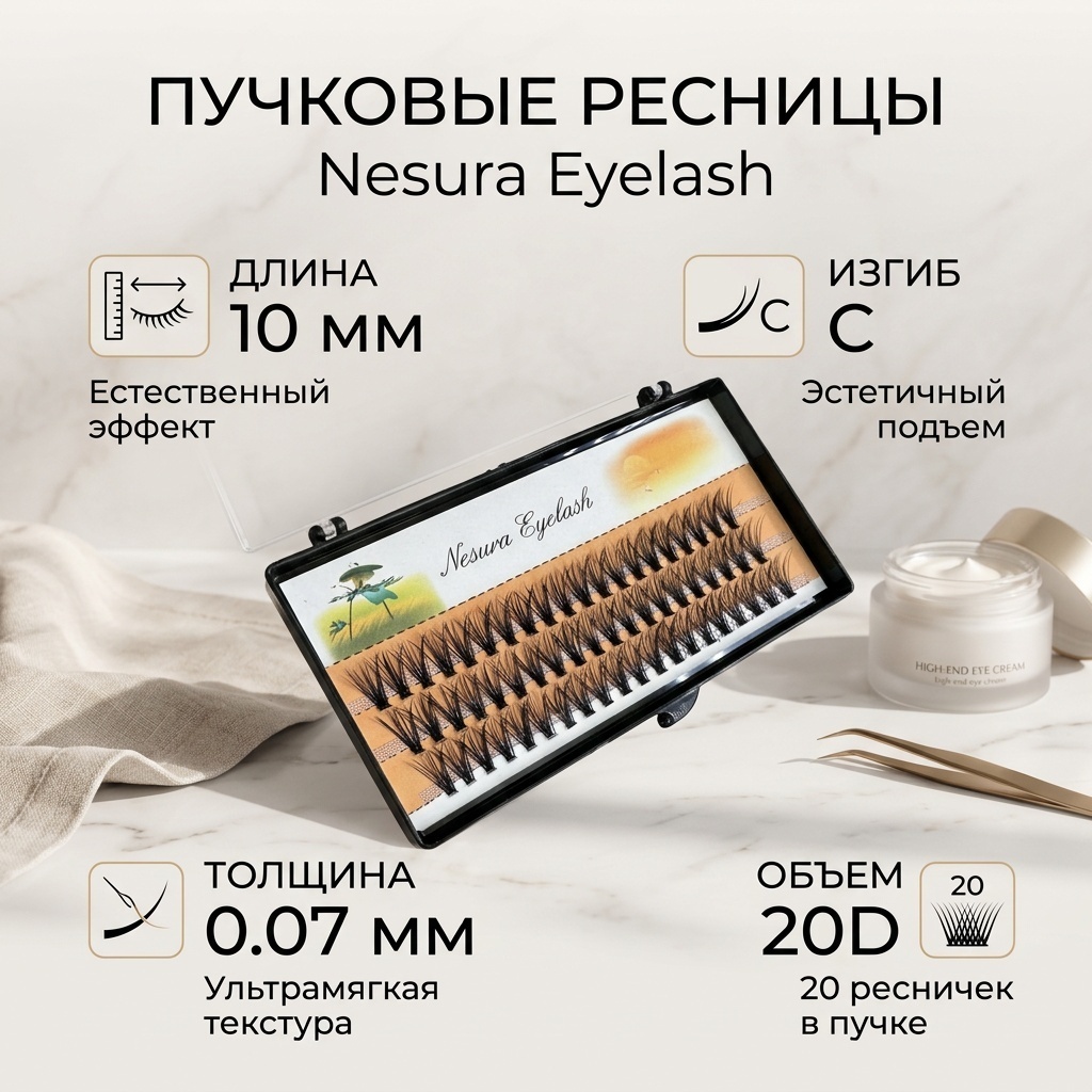 NESURA пучковые C 0.07 мм черный 10 мм