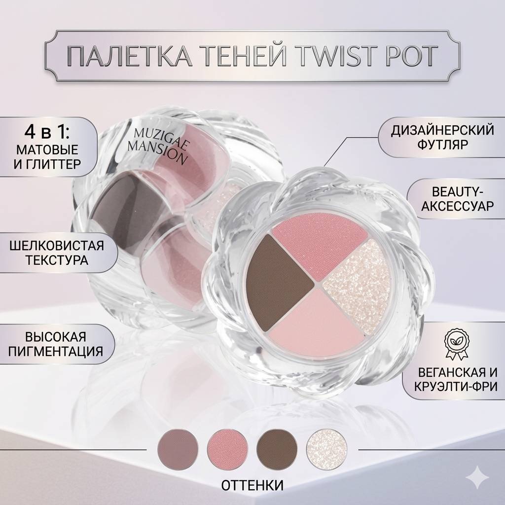 Muzigae Mansion тени прессованные Палетка теней для век Muzigae Mansion Twist Pot — Искусство в каждом касании 01
