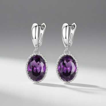 Серьги Silver Style бижутерный сплав, фианит