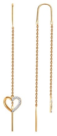 Серьги-цепочки Diamant 51-223-00488-1 вес 1.84 г золото, бриллиант
