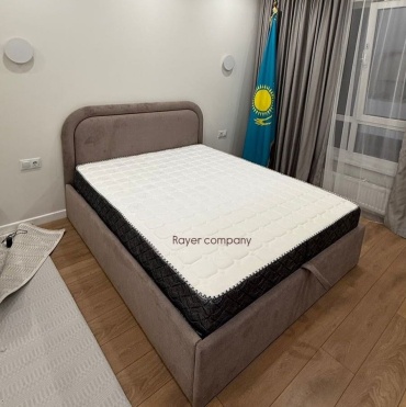 Кровать Rayer line minimalist двуспальная, 200x200 см (с матрасом, подъёмный механизм) коричневый