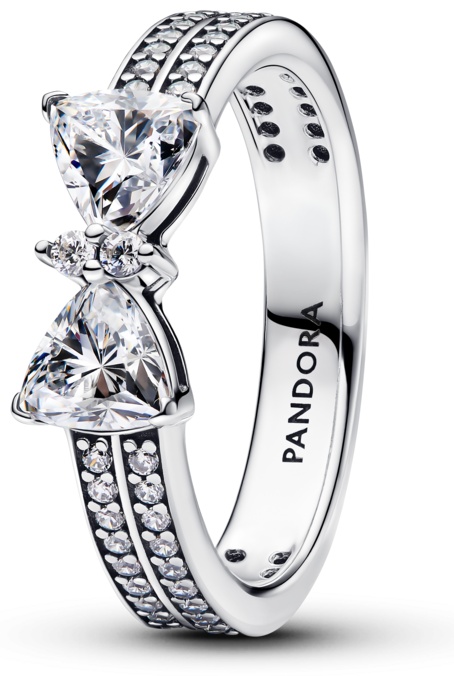 PANDORA «Блестящий бант» 193552C01-58 размер 18.5 вес 3.58 г серебро, цирконий
