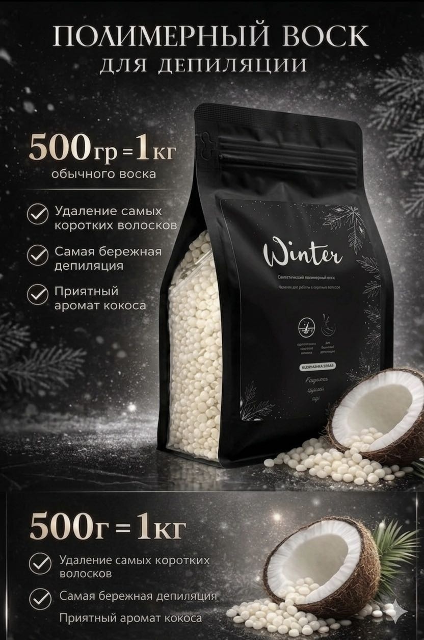 Воск пленочный Kudryashka Sugar Winter плотность плотная в гранулах 500 г