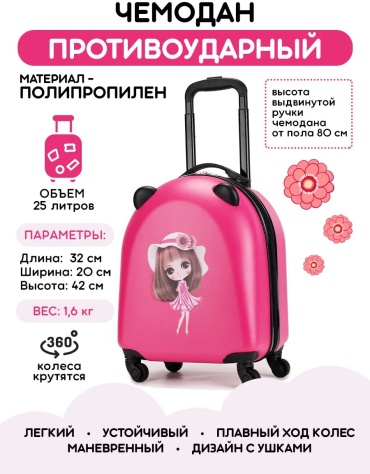Чемодан 363057228 полипропилен 25 л розовый