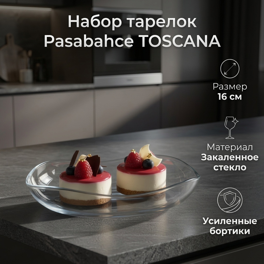 Набор тарелок Pasabahce TOSCANA 16 см, 6 шт, закаленное стекло