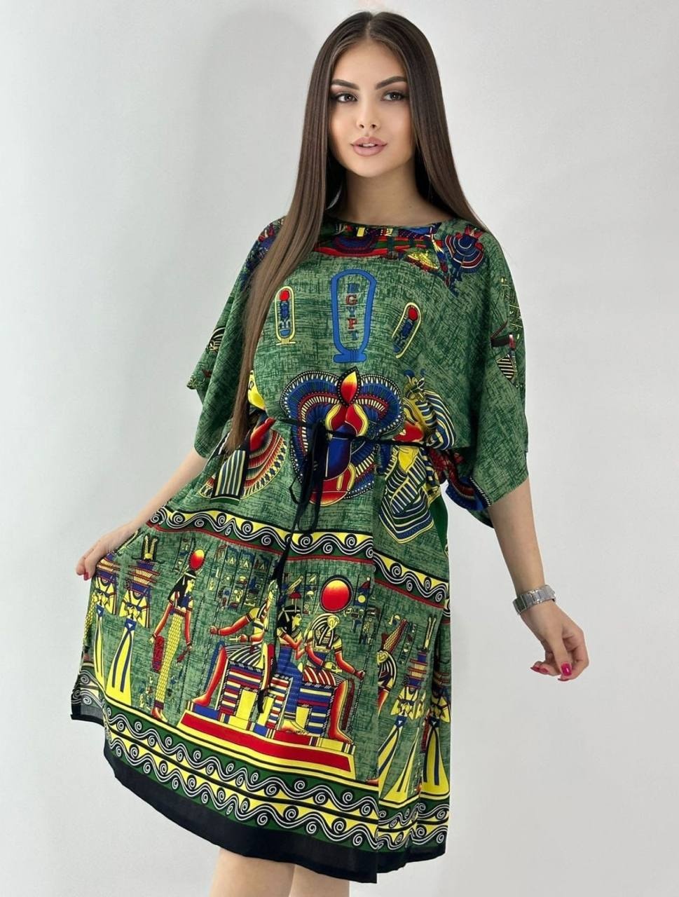 Повседневное платье хаки, зеленый