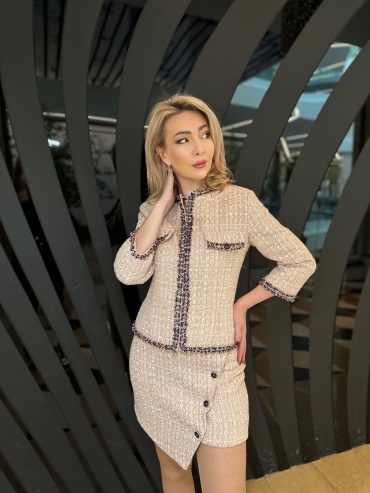 Пиджак полуприталенный Sofeli_couture Твид текстурный бежевый