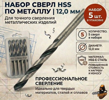 Бобер по дереву Hss 12 мм, 1 шт.