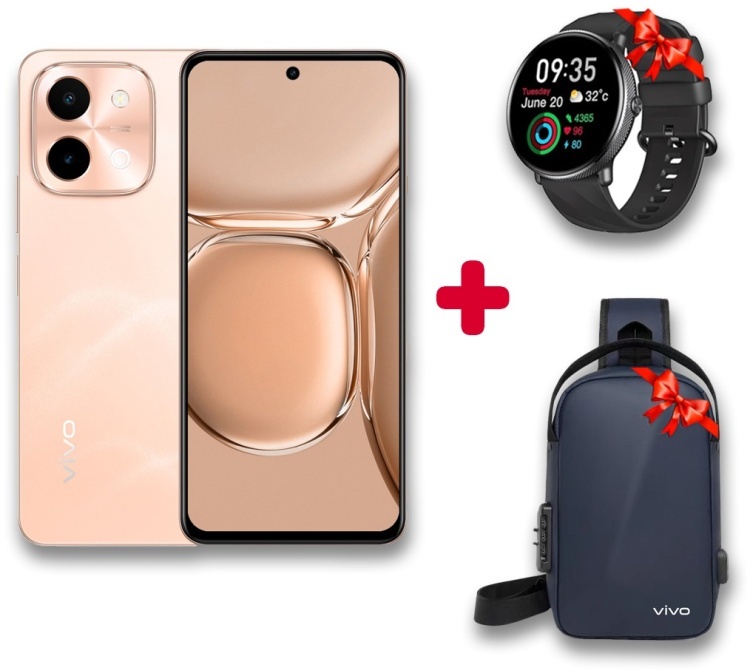Смартфон Vivo Y28 8 ГБ/128 ГБ золотистый + подарок
