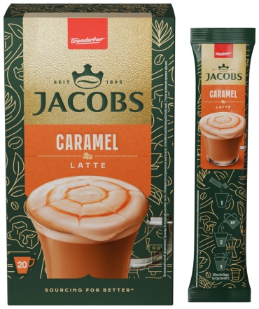 Кофе растворимый Jacobs Caramel Latte порошковый 20 пакетиков