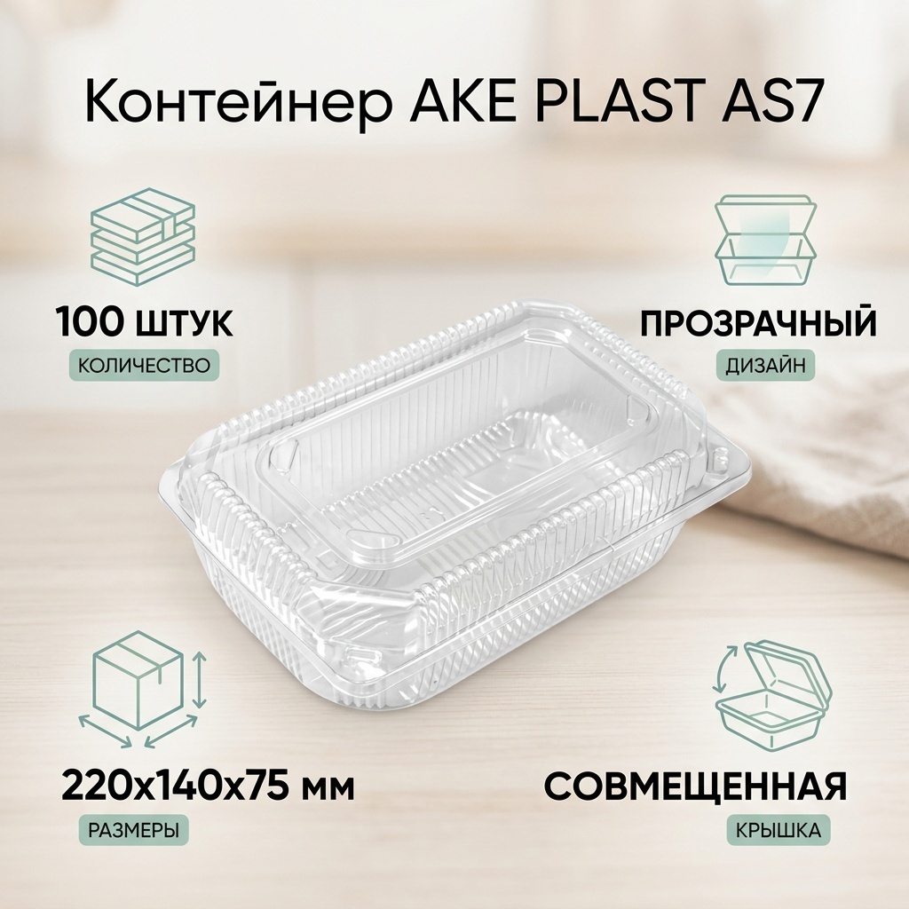 AKE PLAST контейнер 000AS7AKE100 прозрачный 100 шт