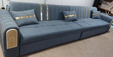 Диван Nurjol 01 Home Bereke 1, 245х80 см, обивка велюр, темно-синий