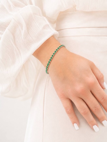 ZLATA ZСантафе_green-07 длина 18 см, вес 7.42 г серебро, плетение двойной ромб