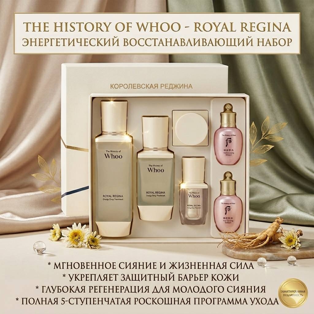 The History of Whoo Премиальный подарочный набор Royal Regina Energy Drop Treatment Set набор по уходу за лицом унисекс