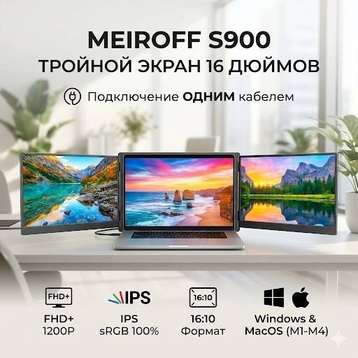 Монитор 16" MEIROFF s900 серый
