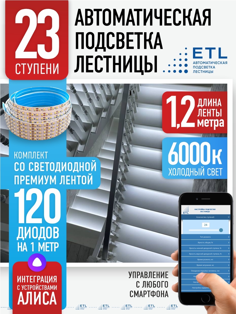 Светодиодная лента ETL белый 27.6 м
